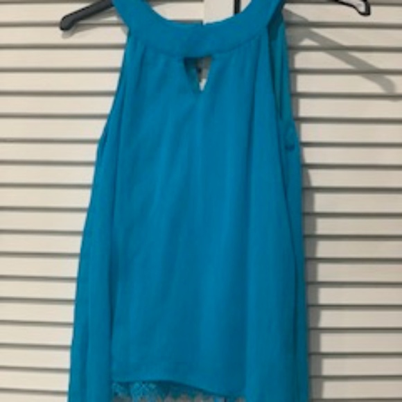 Summery Sleeveless Blouse, AB STUDIO, Size Small, Turquoise - Picture 1 of 5